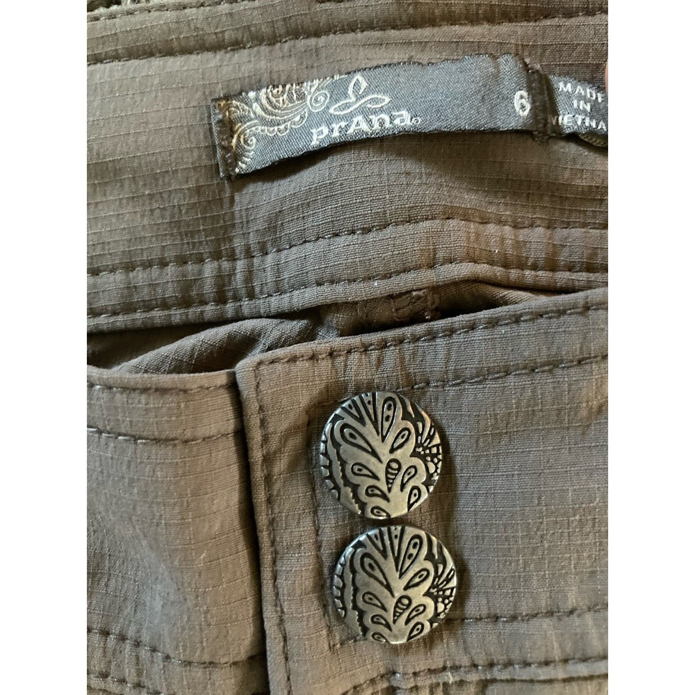 Prana Womens Nylon Stretch Hiking Pants Size 6 Gray Drawstring Outdoor Ripstop - Picture 2 of 15